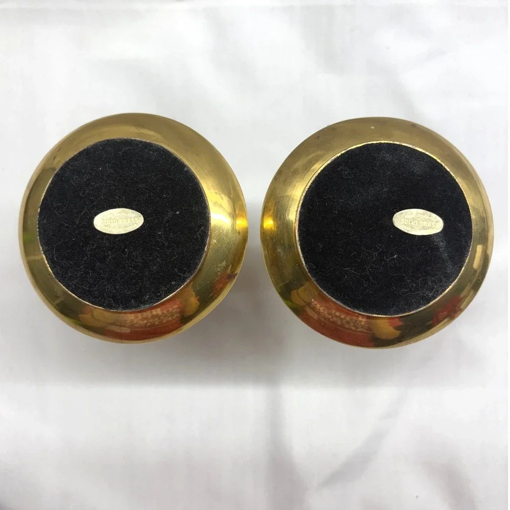 Solid Brass Candlestick Holders Set of 2 Gold Vintage Good Traditional India
